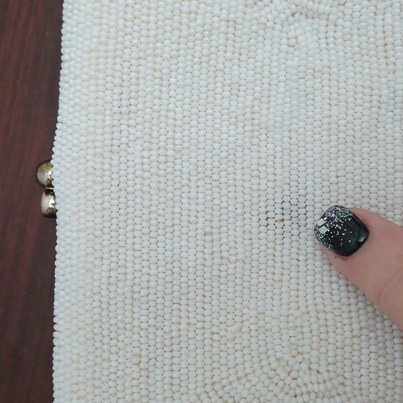 Vintage white seed bead beaded wedding clutch bride bag - Picture 5 of 5